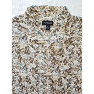 Jos. A. Bank Traditional Fit Tropical Leaf Short Sleeve Button-Up Shirt Men's XL